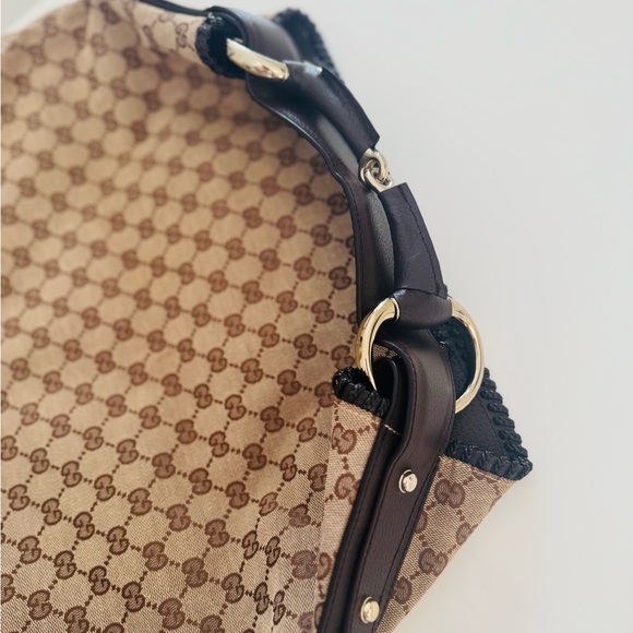 NWT 🤎 Gucci Authentic GG Canvas Horsebit  Hobo Tote Large bag - Picture 5 of 13